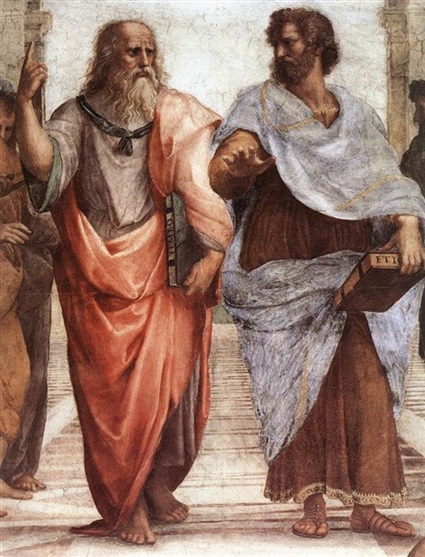 أفلاطون يساراً -