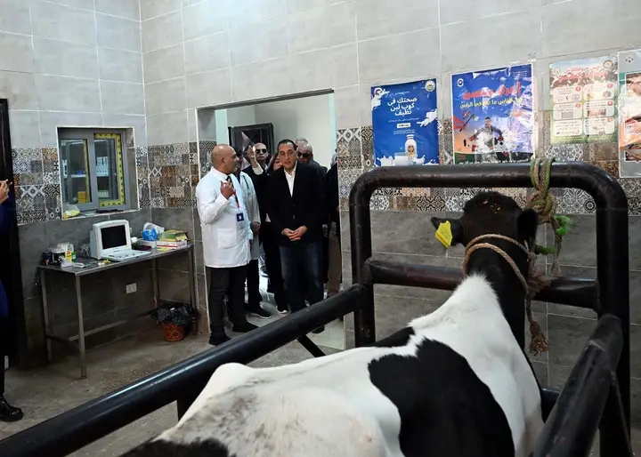 رئيس الوزراء يتفقد الوحدة البيطرية بقرية 