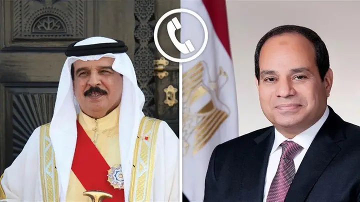 تلقى السيد الرئيس السيسي، اليوم، اتصالًا هاتفيًا من جلالة الملك حمد بن عيسى آل خليفة، ملك مملكة البحرين الشقيقة