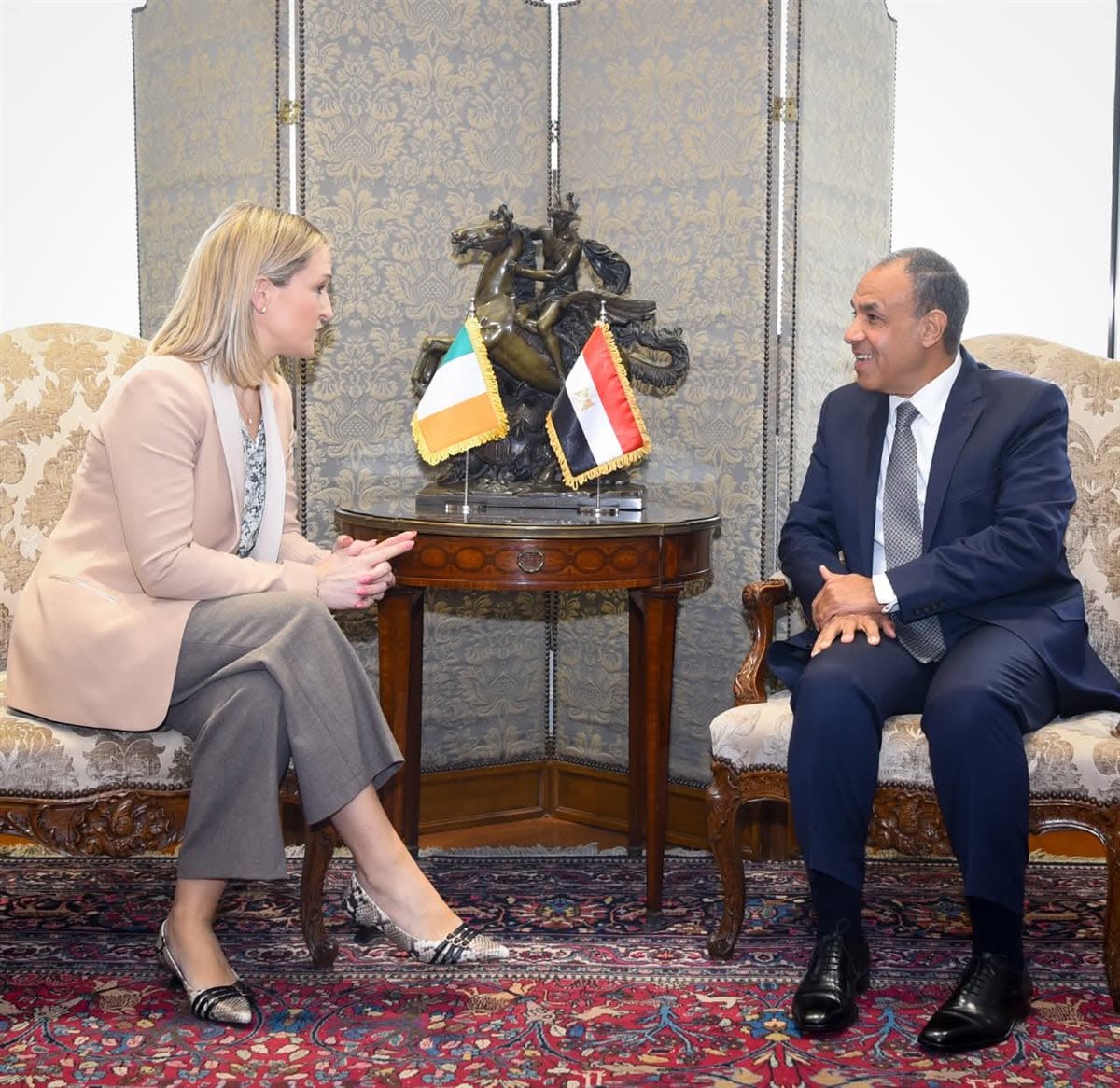 وزير الخارجية يبحث مع نظيرته الإيرلندية دعم العلاقات الثنائية والتشاور حول التطورات الإقليمية