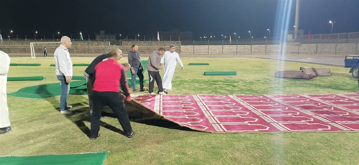 جاهزية كاملة بساحة الاستاد الرياضي بطور سيناء لصلاة عيد الفطر