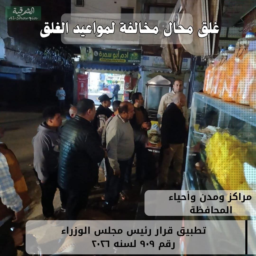 محافظ الشرقية: تطبيق القانون علي المخالفين بمواعيد الغلق المقررة للمحال التجارية