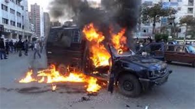 مجهولون يشعلون النيران بسيارة ضابط شرطة بأسيوط 