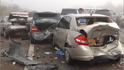 حادث تصادم بين 6 سيارات أعلى الطريق الدائرى بالجيزة 