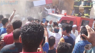 بالصور.. مدير أمن كفر الشيخ يتقدم الجنازة العسكرية لشهيد سيناء