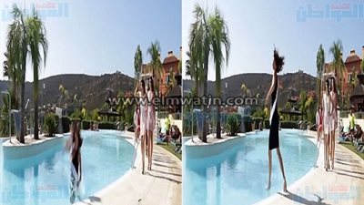 بالفيديو.. ملكة جمال إسبانيا تخسر اللقب بعد سقوطها في حمام السباحة