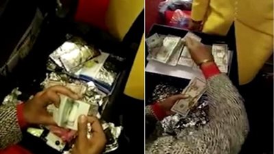 فيديو| القبض على مضيفة طيران حاولت تهريب نصف مليون دولار