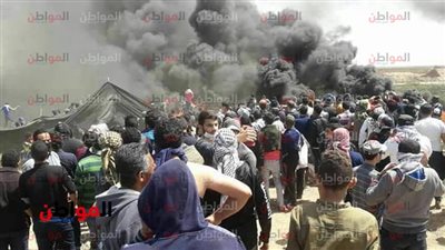 صور| لحرق الإطارات فى وجه الاحتلال وانتشار سيارات الإسعاف شمال قطاع غزة 