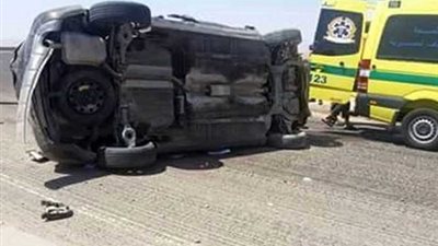 حادث انقلاب سيارة أسفر عن مصرع 3 أشخاص وإصابة آخر بالطريق الزراعى ببنها