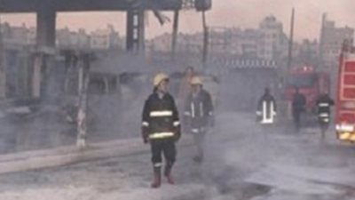 إخماد حريق نشب بكابل كهرباء بجوار كنيسة العذراء بالوراق