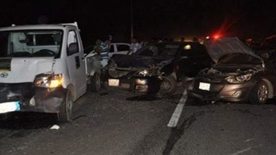 إصابة 11 شخصًا بطريق بنى سويف في حادثي انقلاب سيارتين ملاكي 