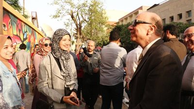 صور| افتتاح أكبر جدارية بالعاصمة تحت رعاية محافظ القاهرة ورئيس جامعة عين شمس