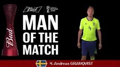  كأس العالم 2018: جرانكفيست أفضل لاعب في مباراة السويد وكوريا الجنوبية
