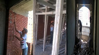 صور.. إيقاف أعمال بناء عقار مخالف بـ حي الجمرك