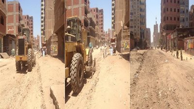 صور.. رئيس حى شرق يقوم بتكليف ادارة الطرق بتمهيد وتسوية شارع عمرو بن العاص