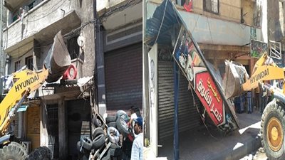 صور.. حملة لإزالة جميع التعريشات والتند المخالفة بـ حي شرق