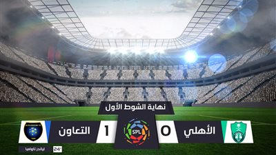التعاون يفاجىء الأهلى فى الشوط الأول 