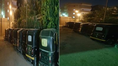 صور.. حملة أمنية بالمعصرة تسفر عن مصادرة 20 توك توك غير مرخص