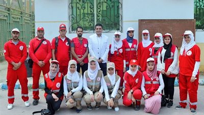 الهلال الاحمر المصري ببني سويف يشارك بفرق الطوارئ لتأمين حفل بالجامعة