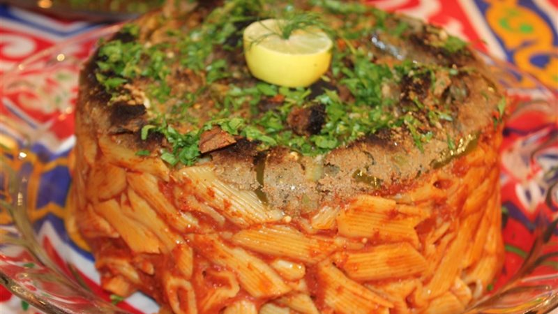 طاجن مكرونة بالكبدة