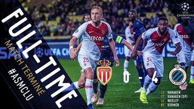 فيديو.. كلوب بروج يسحق موناكو برباعية في دوري أبطال أوروبا