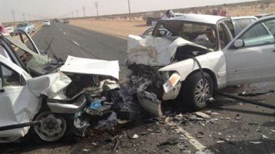 الشبورة السبب .. تفاصيل حادث تصادم سيارتين بصحراوى بنى سويف