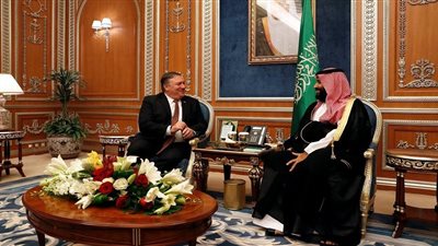 ولى العهد السعودى يجتمع بوزير خارجية أمريكا مايك بومبيو فى الرياض 