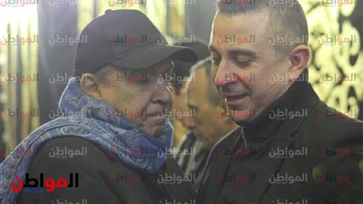صور| هادي الجيار ومحمد فريد وعهدي صادق فى عزاء سعيد عبد الغني