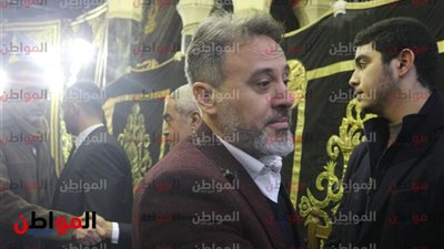 صور| ايهاب فهمي فى عزاء سعيد عبد الغني