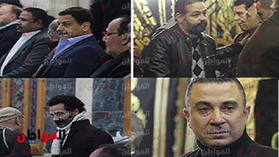 صور| أشرف مصيلحي وامير شاهين ومحمود فارس فى عزاء سعيد عبد الغني 