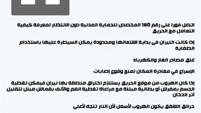إنفوجراف| تعرف على تعليمات الأمان في حالة حدوث حريق