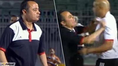 قصة صورة|انفعال مدرب الجيش على علاء عبدالغني باليد