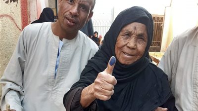 عجوز تبلغ 105 سنوات تدلي بصوتها في انتخابات مجلس النواب بأسوان