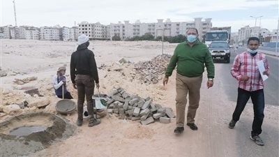 غلق ميدان السقالة وأول شارع الشيراتون لصيانة خط المياه