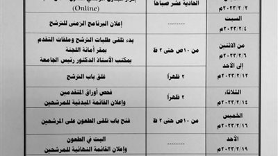 جامعة سوهاج تعلن البرنامج الزمني للترشح لمنصب عميد كلية التربية