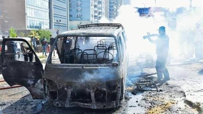 الحماية المدنية تسيطر على حريق ميكروباص بمحور المشير في القاهرة