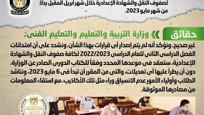 الحكومة تنفي شائعة تقديم امتحانات الفصل الدراسي الثاني لصفوف النقل والشهادة الإعدادية