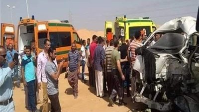 مصرع وأصابة 7 أشخاص فى حادث تصادم بشع جنوب المنيا