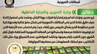 الحكومة تنفي شائعة إلغاء فارق نقاط الخبز المدعم للبطاقات التموينية