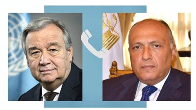 شكري يتلقى اتصال هاتفي من الأمين العام للأمم المتحدة 