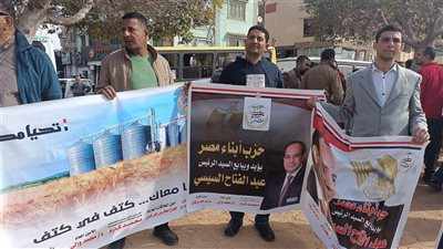 قيادي بحزب أبناء مصر يقود تظاهرة حب وتأييد للسيسي