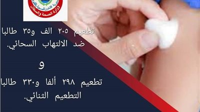 صحة القليوبيه طعيم ٥٠٣ ألف طالب بالمدارس ضد الالتهاب السحائى و الثنائى