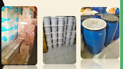 ضبط 9 طن مخللات و 8400 عبوة مياه غازية ومعدنية و 300 لتر زيت طعام مجهولة المصدر بمدينة العاشر من رمضان
