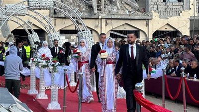 زفاف جماعي لـ 54 عريساً وعروساً في غزة