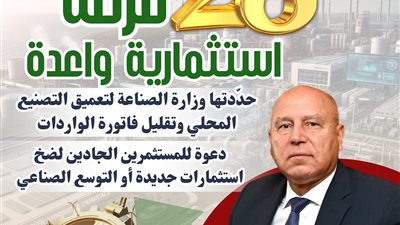 وزارة الصناعة تحدد 28 صناعة وفرصة استثمارية واعدة ومستهدفة لجذب الاستثمارات 