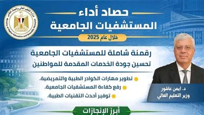 التعليم العالي تعلن حصاد أداء المستشفيات الجامعية خلال عام 2025