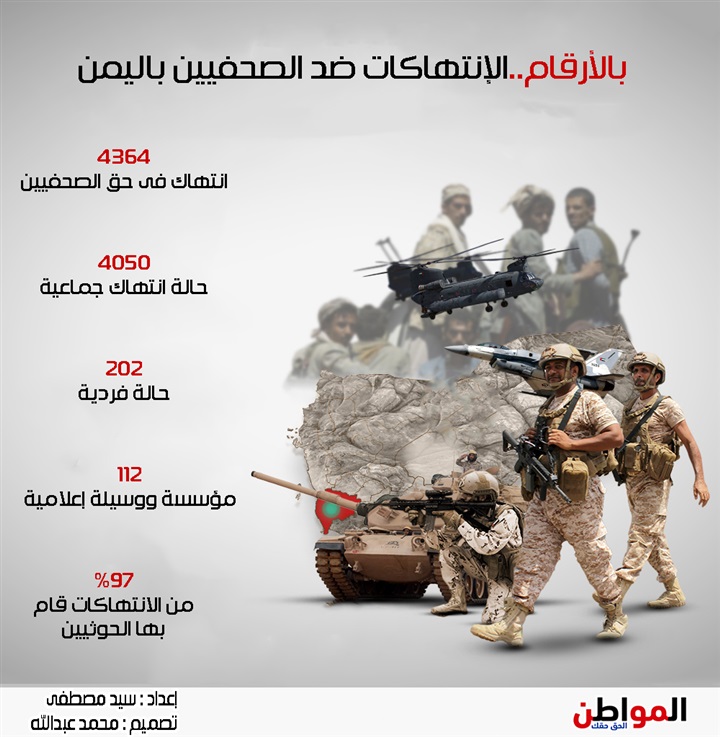 انفوجراف| بالأرقام «الإنتهاكات ضد الصحفيين» باليمن