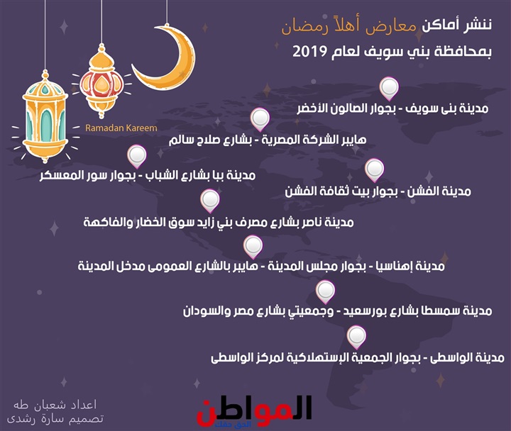إنفوجراف| ننشر أماكن معارض أهلا رمضان 2019 ببني سويف