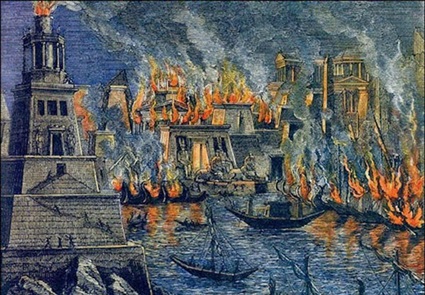 حريق مكتبة الإسكندرية